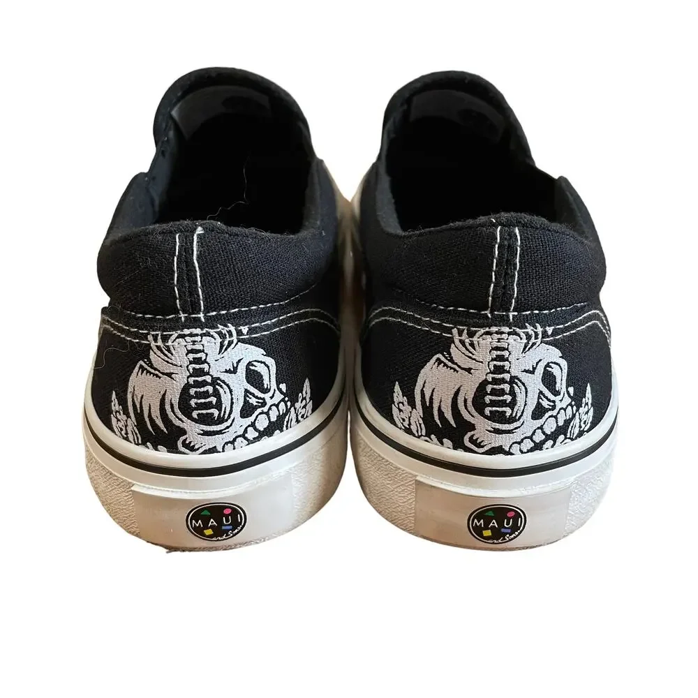 Maui and Sons Mens Size 9 Shoes Slip On Canvas Skull Born in Maui Raised in Cali